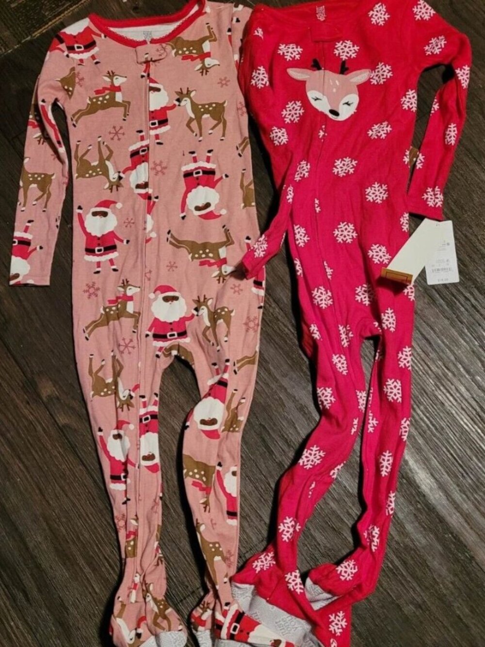 new JUST ONE YOU by CARTERS SANTA REINDEER 2-PACK PAJAMAS PJS sz 4T pink & red